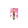 Bodystocking noir entre-jambes ouvert effet guêpière à rayures 